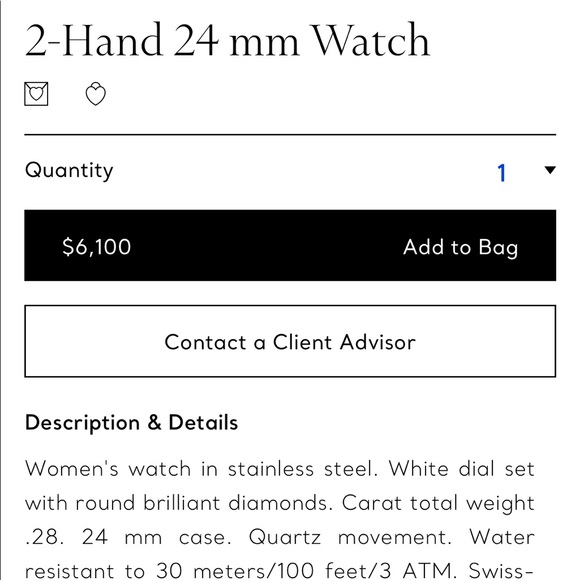 Tiffany Atlas 2-Hand 24 mm Diamond Watch - Picture 3 of 8